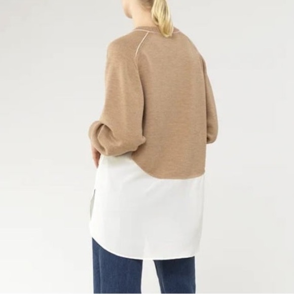 Chloe Brown and Off-White Georgette V-Neck Cardigan - Picture 4 of 10